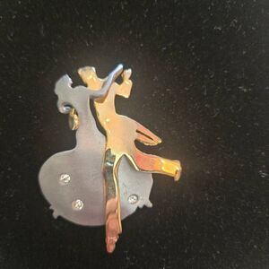 Vintage Ultra Craft Dancing Couple Brooch Pin Pewter & Gold Tone